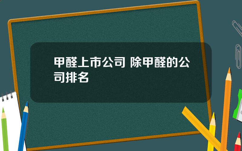 甲醛上市公司 除甲醛的公司排名